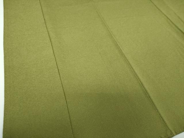 平和屋着物●上質な色無地 鬼しぼ縮緬 草色 正絹 逸品 DABE5375ps