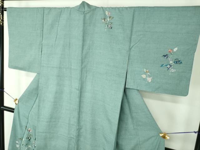 平和屋着物●訪問着 紬地 枝葉文 金彩 正絹 逸品 DABE5391ps
