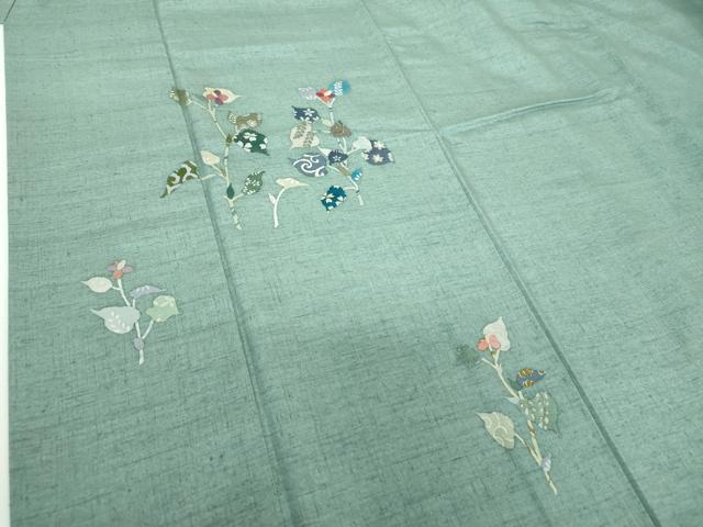 平和屋着物●訪問着 紬地 枝葉文 金彩 正絹 逸品 DABE5391ps