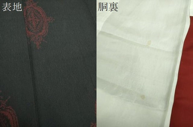 平和屋着物●本塩沢 花菱文 黒地 正絹 逸品 DABE5398ps