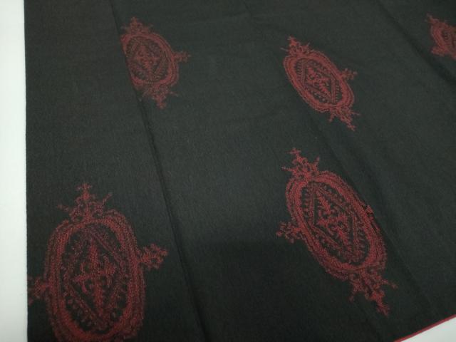平和屋着物●本塩沢 花菱文 黒地 正絹 逸品 DABE5398ps