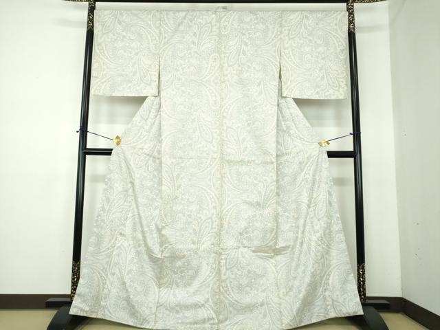 平和屋着物●本場大島紬 白大島 9マルキ ペイズリー花文 やまと誂製 正絹 逸品 DABE5401ps