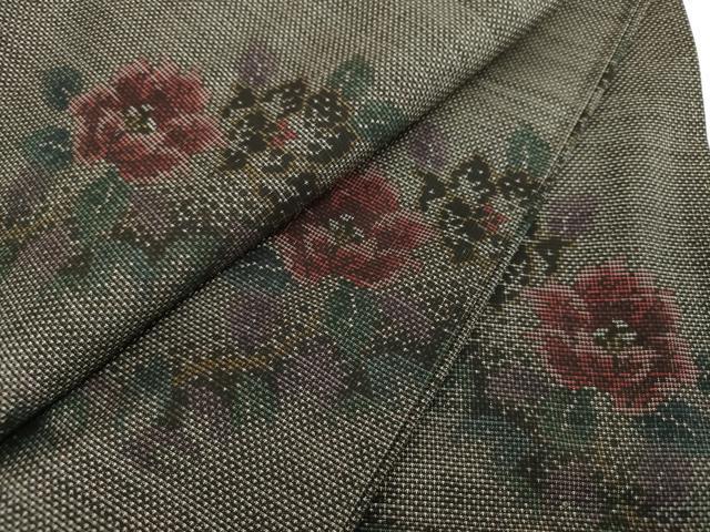 平和屋着物●本場大島紬 9マルキ 草花文 正絹 逸品 DABE5411ps