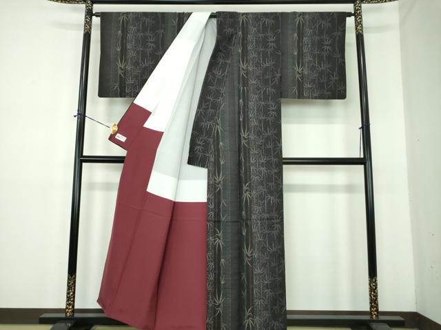 平和屋着物●本場大島紬 9マルキ 笹竹文 やまと誂製 正絹 逸品 DABE5417ps