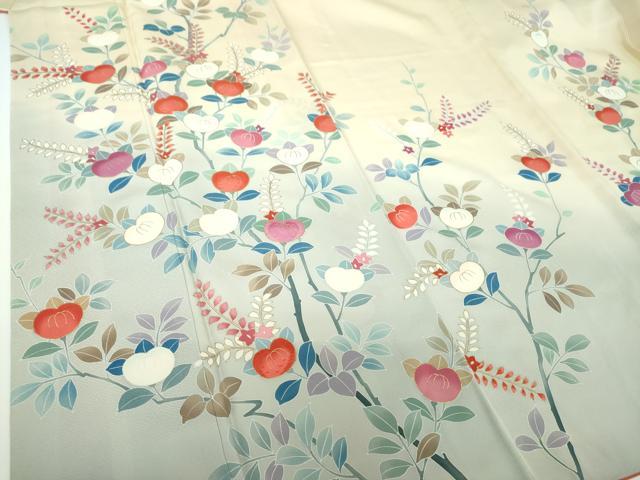 平和屋着物●訪問着 刺繍 橘 暈し染め 金彩 反端付き 正絹 逸品 未使用 DABE5421ps