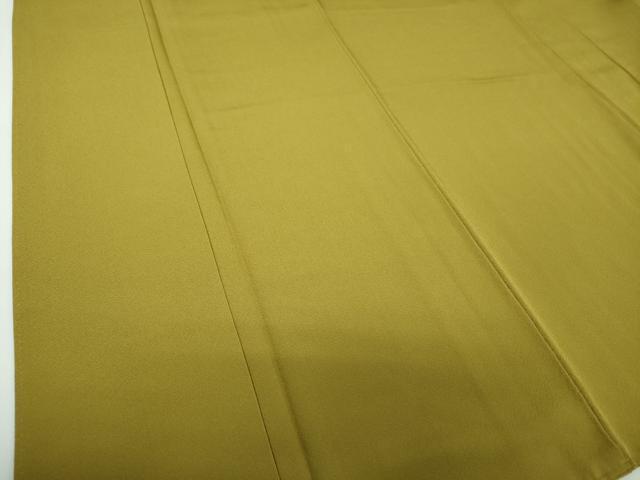 平和屋着物●上質な色無地 皇室献上絹 菜種油色 反端付き 正絹 逸品 未使用 DABE5423ps