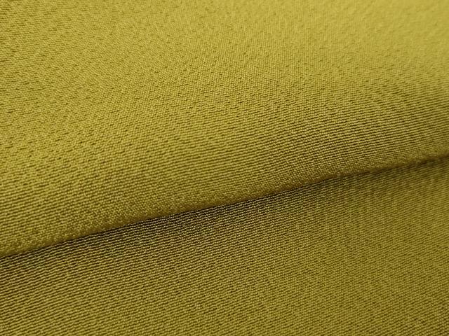 平和屋着物●上質な色無地 皇室献上絹 菜種油色 反端付き 正絹 逸品 未使用 DABE5423ps
