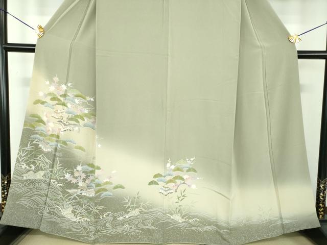 平和屋着物●訪問着 風景花文 暈し染め 金彩 正絹 逸品 DABE5428ps