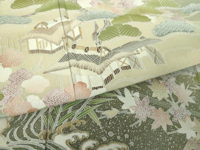 平和屋着物●訪問着 風景花文 暈し染め 金彩 正絹 逸品 DABE5428ps