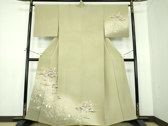 平和屋着物●訪問着 浜松文 立鶴 暈し染め 金彩 やまと誂製 正絹 逸品 DABE5430ps