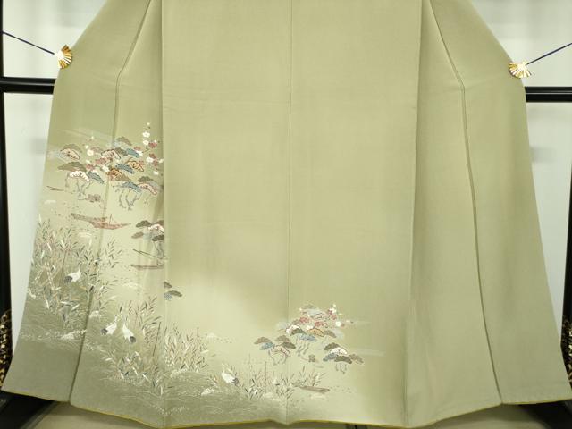 平和屋着物●訪問着 浜松文 立鶴 暈し染め 金彩 やまと誂製 正絹 逸品 DABE5430ps