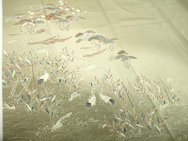 平和屋着物●訪問着 浜松文 立鶴 暈し染め 金彩 やまと誂製 正絹 逸品 DABE5430ps