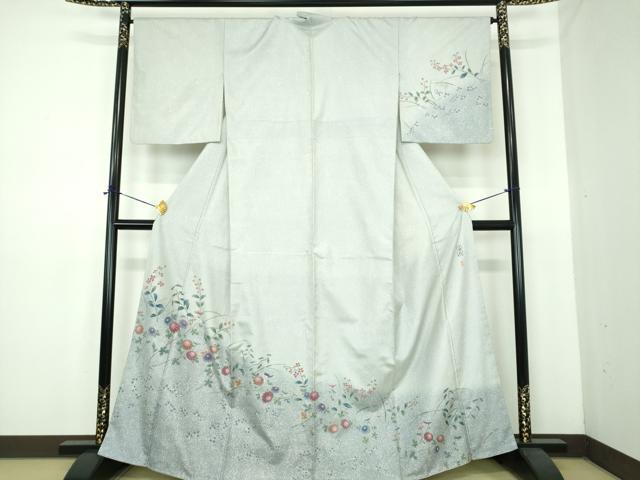 平和屋着物●京友禅の巨匠・頼田勉 臈纈染手描友禅 本場染大島紬 訪問着 草苑 たたき染め 正絹 逸品 DABE5433ps