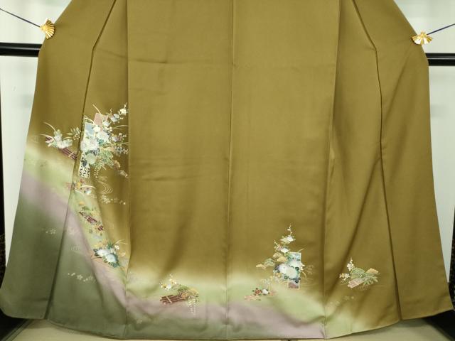 平和屋着物●訪問着 流水短冊花舟 暈し染め 金銀彩 正絹 逸品 DABE5434ps