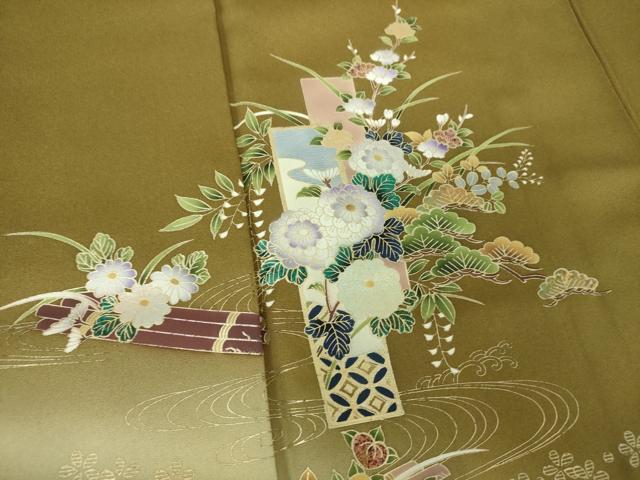 平和屋着物●訪問着 流水短冊花舟 暈し染め 金銀彩 正絹 逸品 DABE5434ps