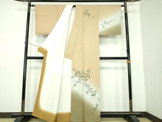 平和屋着物●訪問着 手描き 南天文 暈し染め 金彩 正絹 逸品 未使用 DABE5435ps