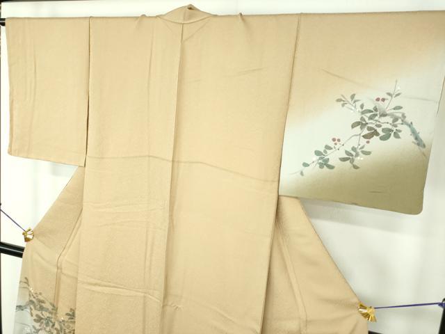 平和屋着物●訪問着 手描き 南天文 暈し染め 金彩 正絹 逸品 未使用 DABE5435ps