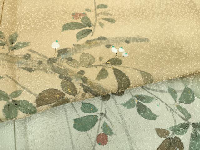 平和屋着物●訪問着 手描き 南天文 暈し染め 金彩 正絹 逸品 未使用 DABE5435ps