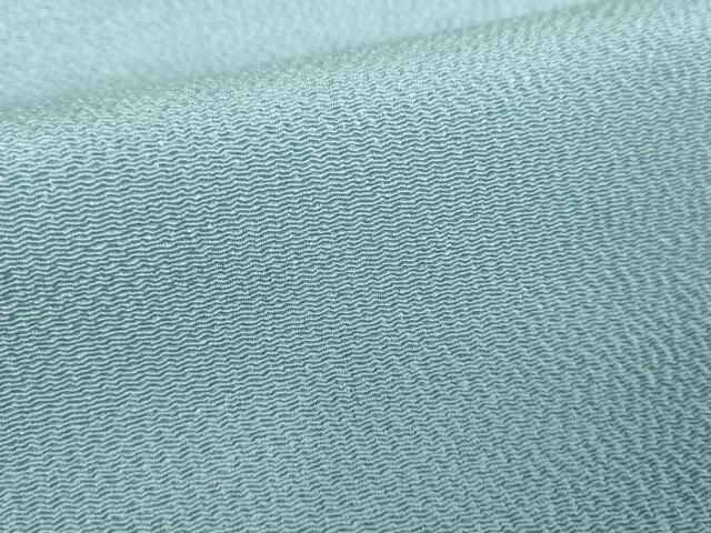 平和屋着物●上質な色無地 鬼しぼ縮緬 秘色色 反端付き 正絹 逸品 DABE5437ps