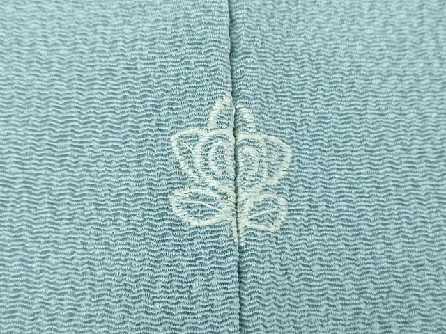 平和屋着物●上質な色無地 鬼しぼ縮緬 秘色色 反端付き 正絹 逸品 DABE5437ps