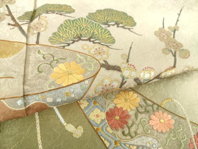 平和屋着物●中国三大刺繍 相良刺繍 色留袖 作家物 松竹梅 暈し染め 金銀彩 正絹 逸品 DABE5441ps