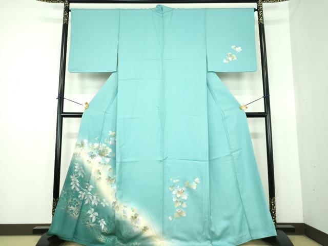 平和屋着物●訪問着 蔦の葉花文 暈し染め 金銀彩 正絹 逸品 DABE5453ps