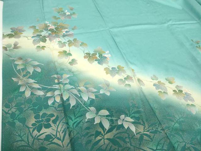 平和屋着物●訪問着 蔦の葉花文 暈し染め 金銀彩 正絹 逸品 DABE5453ps