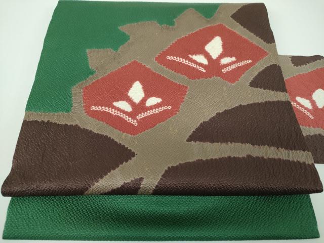 平和屋着物●九寸名古屋帯 絞り 枝花文 三越扱い 正絹 逸品 DABE5469ps