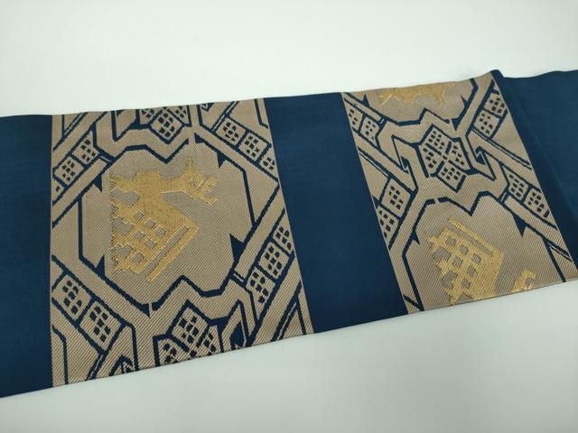 平和屋着物●龍村美術織物 たつむら 九寸名古屋帯 有栖川段文 金糸 正絹 逸品 DABE5470ps