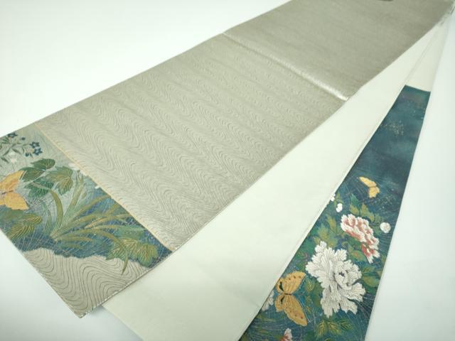平和屋着物●太鼓柄袋帯 花真珠 金銀糸 引箔 正絹 逸品 DABE5475ps