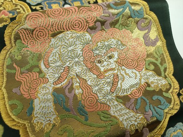 平和屋着物●六通柄袋帯 唐織 麗華獅子文 金糸 正絹 逸品 未使用 DABE5481ps
