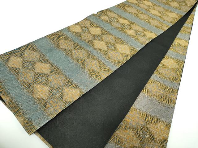 平和屋着物●染色作家 草野一騎 全通柄袋帯 花菱文 金銀糸 正絹 逸品 未使用 DABE5487ps