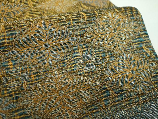 平和屋着物●染色作家 草野一騎 全通柄袋帯 花菱文 金銀糸 正絹 逸品 未使用 DABE5487ps
