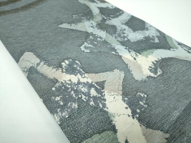 平和屋着物●全通柄袋帯 ろうけつ染め 抽象文様 銀糸 正絹 逸品 DABE5516ps