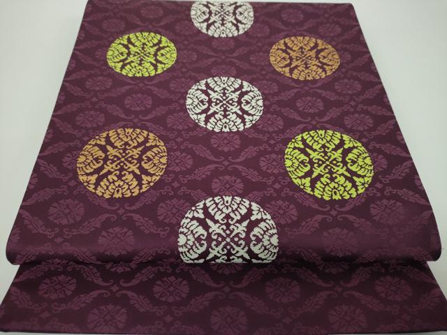平和屋着物●龍村晋製 太鼓柄袋帯 熊野臥蝶丸文錦 金糸 正絹 逸品 DABE5522ps