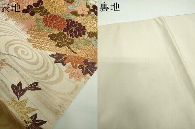 平和屋着物●六通柄袋帯 唐織 流水花舟 金糸 正絹 逸品 DABE5536ps