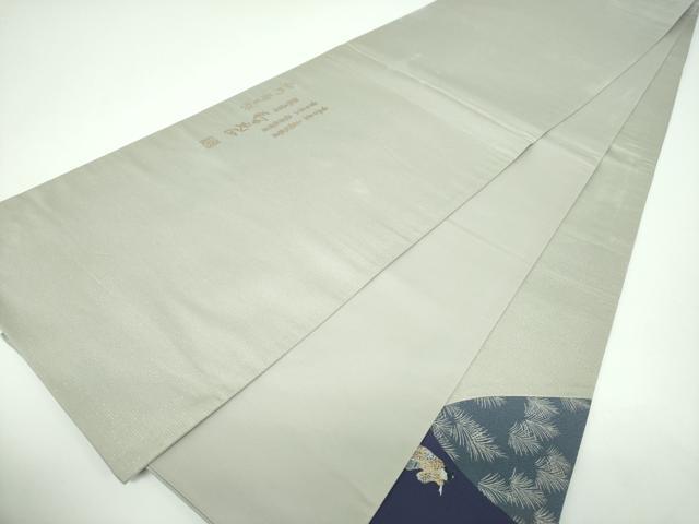 平和屋着物●金彩友禅 卓越技能者・名工・和田光正 太鼓柄袋帯 切嵌 ふくれ織 舞 踊り 金銀彩 銀通し地 正絹 逸品 DABE5541ps