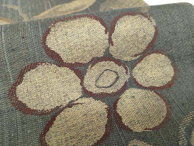 平和屋着物●六通柄袋帯 紬地 名物裂 笹蔓緞子 金糸 正絹 逸品 未使用 DABE5552ps