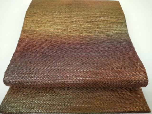 平和屋着物●全通柄 京袋帯 段霞文 金糸 正絹 逸品 DABE5575ps