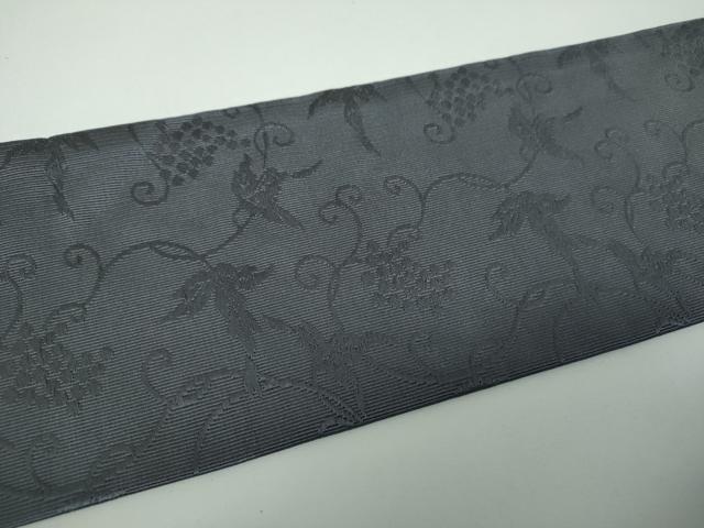 平和屋着物●綴れ 全通柄九寸名古屋帯 葡萄唐草文 鉄御納戸色 正絹 逸品 DABE5576ps
