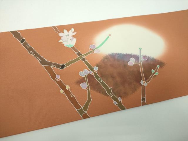 平和屋着物●塩瀬 九寸名古屋帯 作家物 枝花文 金彩 三越扱い 正絹 逸品 DABE5581ps