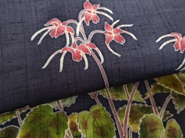 平和屋着物●手描き友禅作 腰原淳策 九寸名古屋帯 紬地 草花文 正絹 逸品 DABE5587ps