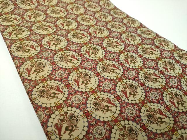 平和屋着物●龍村美術織物 九寸開き名古屋帯 獅子狩文錦 正絹 逸品 DABE5591ps