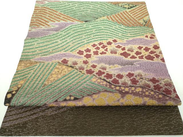 平和屋着物●十日町 名門 滝泰謹製 中国三大刺繍 相良刺繍 つけ帯 おぼろ染め 襲絞り 霞花文 金通し地 正絹 逸品 DABE5614ps