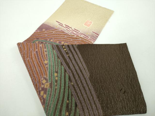 平和屋着物●十日町 名門 滝泰謹製 中国三大刺繍 相良刺繍 つけ帯 おぼろ染め 襲絞り 霞花文 金通し地 正絹 逸品 DABE5614ps