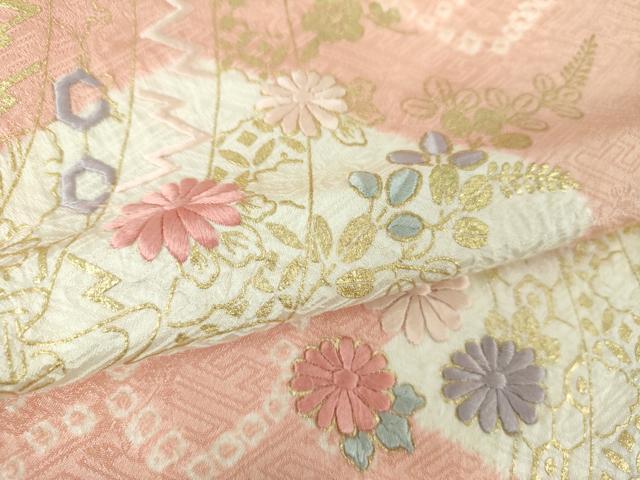 平和屋着物●創業460年・千總 訪問着 刺繍 絞り 吉祥花菱文 金彩 高島屋扱い 正絹 逸品 DABE5642ps