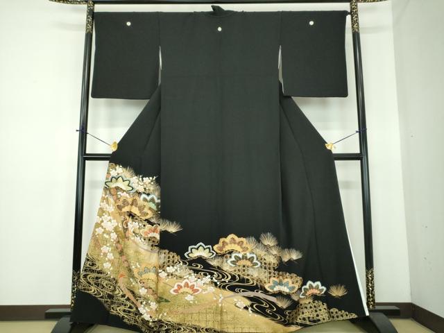 平和屋着物●豪華黒留袖 梅松文 金銀彩 正絹 逸品 DABE5645ps