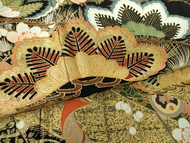 平和屋着物●豪華黒留袖 梅松文 金銀彩 正絹 逸品 DABE5645ps