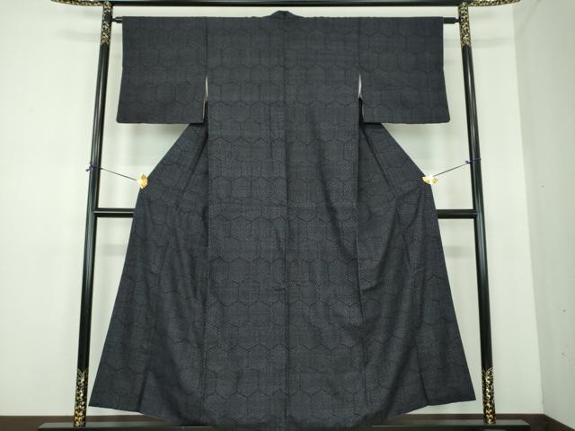 平和屋着物●結城紬 亀甲柄 三越扱い 正絹 逸品 DABE5651ps