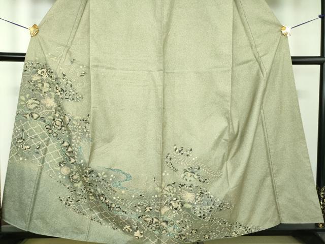 平和屋着物●創業140年 小糸染芸の四代目 小糸敏夫 訪問着 紬地 絞り 辻が花 正絹 逸品 DABE5652ps